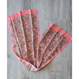 Paisley Coral Scarf Made In Italy 100% Acetate Vintage